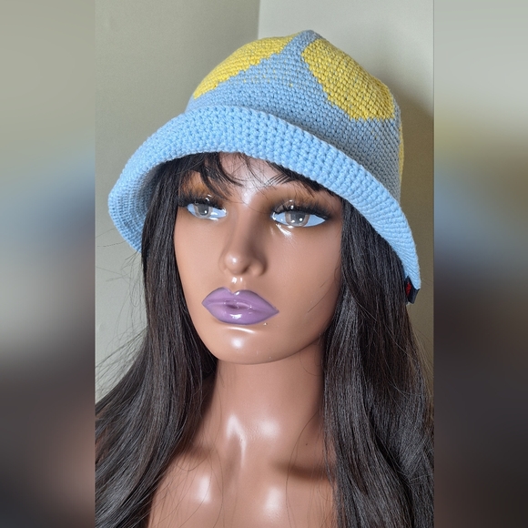 Organic cotton linen crocheted sunflower hat cap - Picture 2 of 8